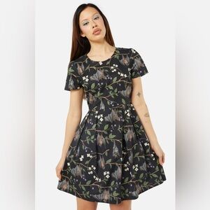 NWT Dangerfield Modcloth Old Word Bat Print Cotton Dress with POCKETS